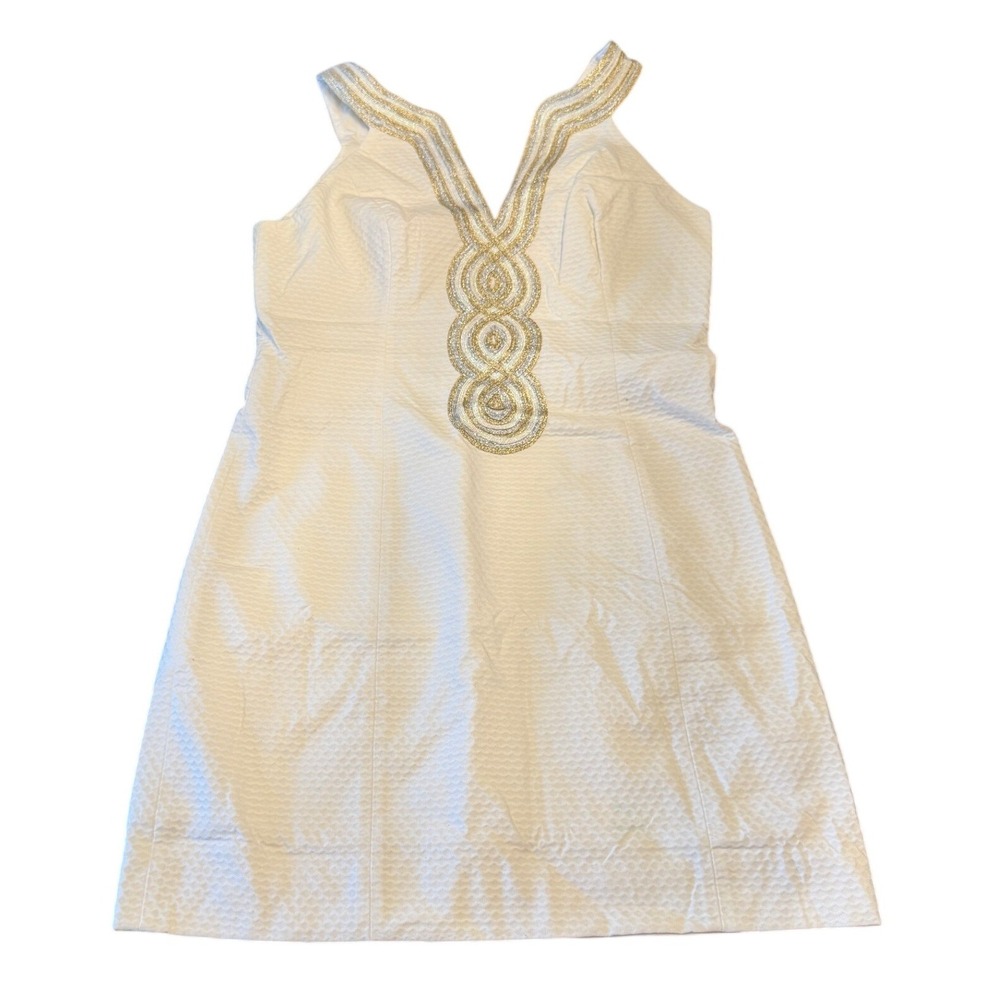 NWT Lilly Pulitzer Valli Shift Dress Resort White Gold - Size 6